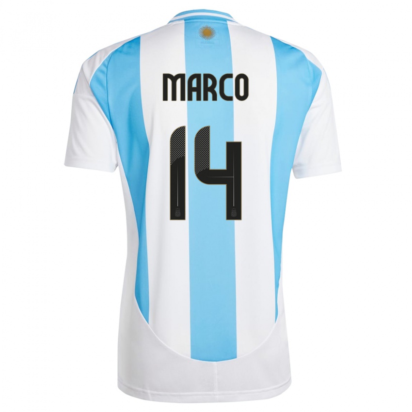 Herren Argentinien Francisco Marco #14 Weiß Blau Heimtrikot Trikot 24-26 T-Shirt
