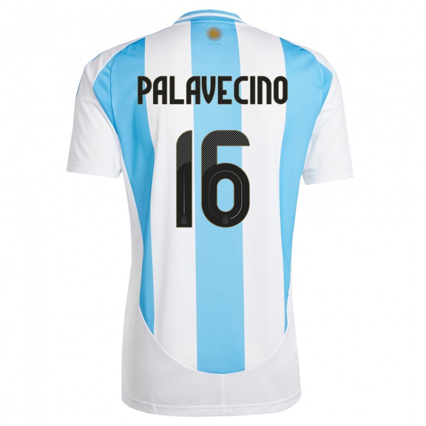 Herren Argentinien Nicolas Palavecino #16 Weiß Blau Heimtrikot Trikot 24-26 T-Shirt