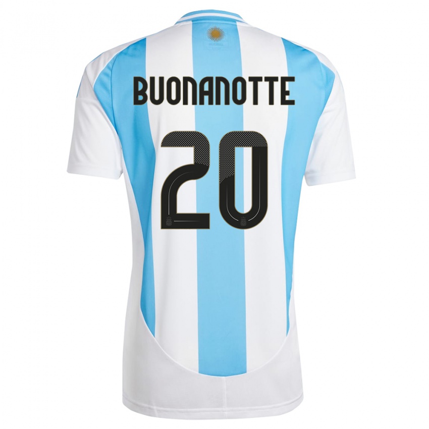 Herren Argentinien Facundo Buonanotte #20 Weiß Blau Heimtrikot Trikot 24-26 T-Shirt