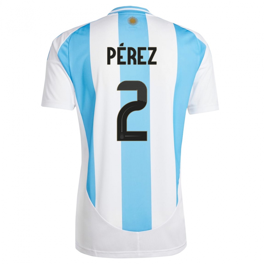 Herren Argentinien Nehuen Perez #2 Weiß Blau Heimtrikot Trikot 24-26 T-Shirt