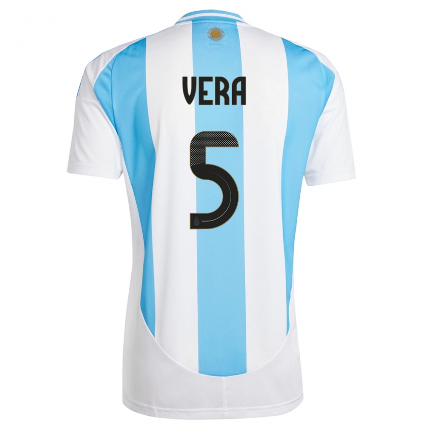 Herren Argentinien Fausto Vera #5 Weiß Blau Heimtrikot Trikot 24-26 T-Shirt