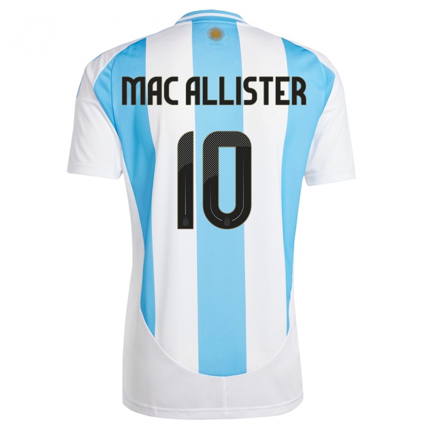 Herren Argentinien Alexis Mac Allister #10 Weiß Blau Heimtrikot Trikot 24-26 T-Shirt