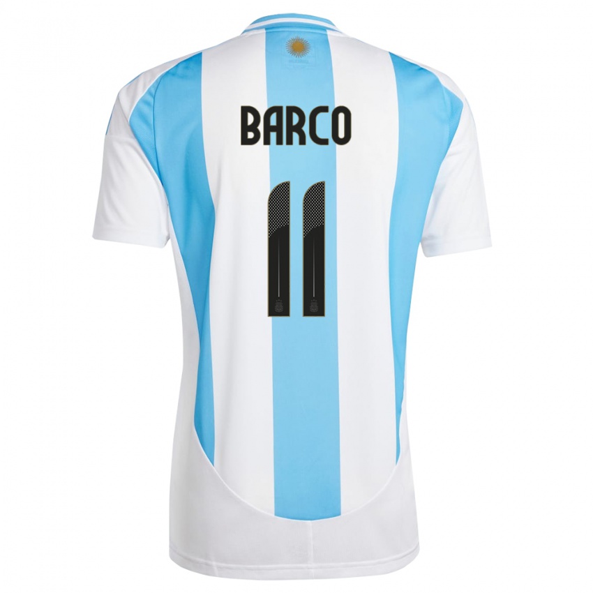 Herren Argentinien Ezequiel Barco #11 Weiß Blau Heimtrikot Trikot 24-26 T-Shirt