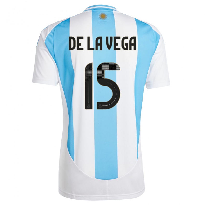 Herren Argentinien Pedro De La Vega #15 Weiß Blau Heimtrikot Trikot 24-26 T-Shirt
