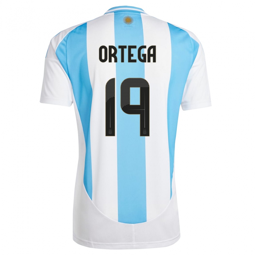 Herren Argentinien Francisco Ortega #19 Weiß Blau Heimtrikot Trikot 24-26 T-Shirt