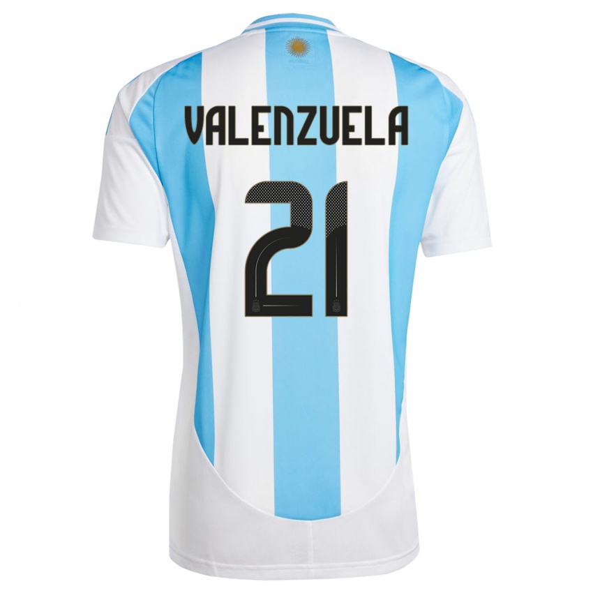 Herren Argentinien Fernando Valenzuela #21 Weiß Blau Heimtrikot Trikot 24-26 T-Shirt