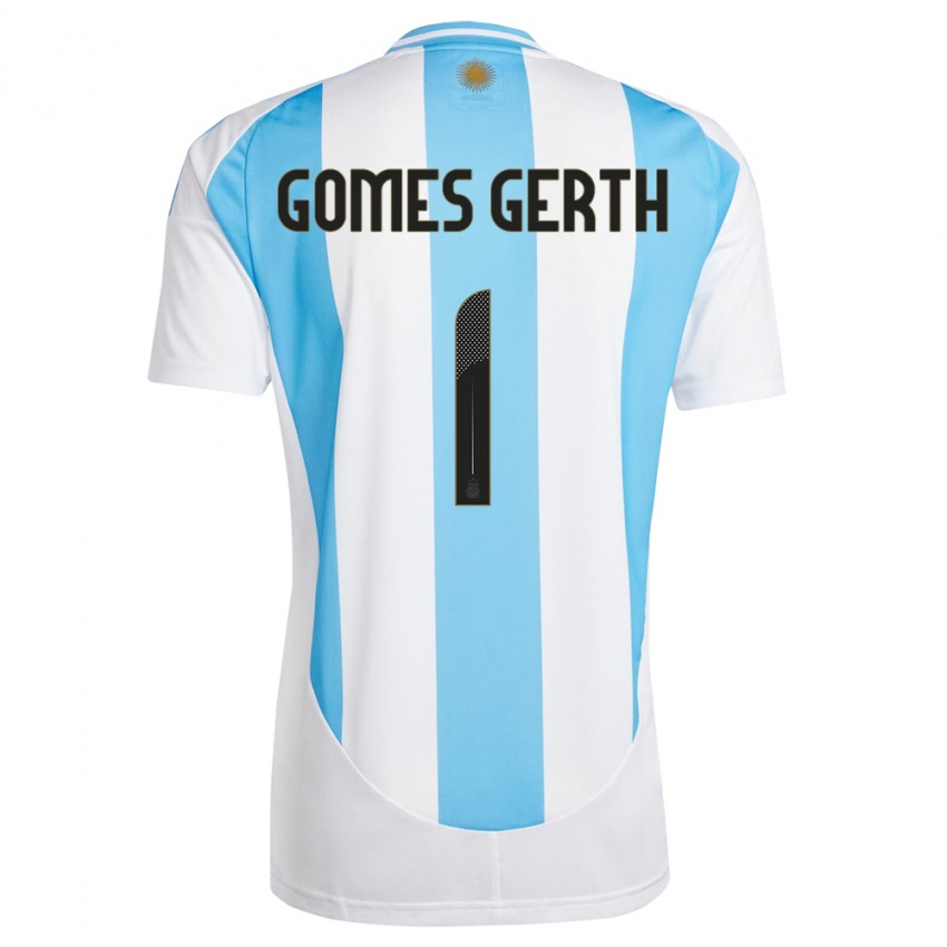 Herren Argentinien Federico Gomes Gerth #1 Weiß Blau Heimtrikot Trikot 24-26 T-Shirt