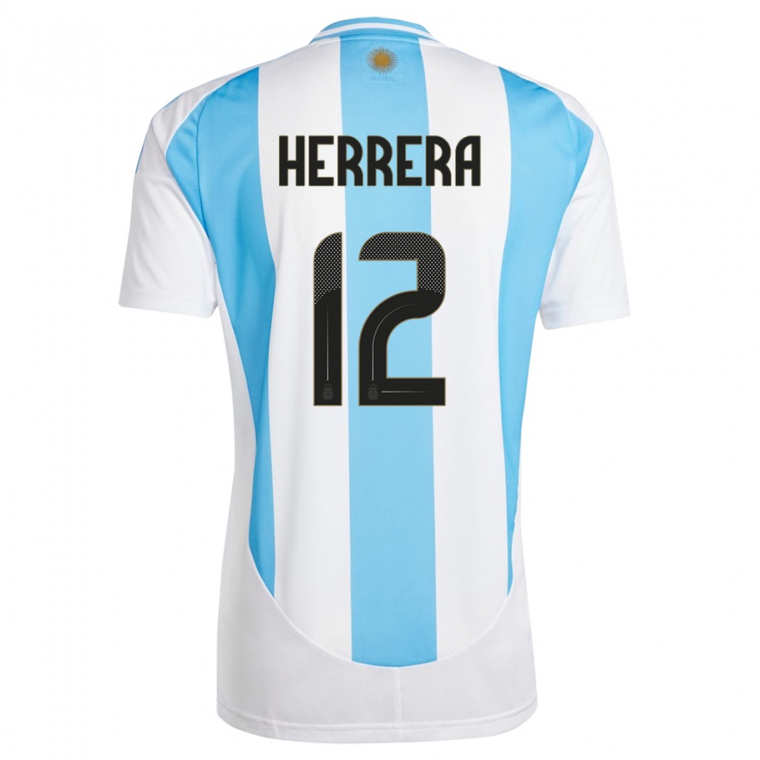 Herren Argentinien Franco Herrera #12 Weiß Blau Heimtrikot Trikot 24-26 T-Shirt