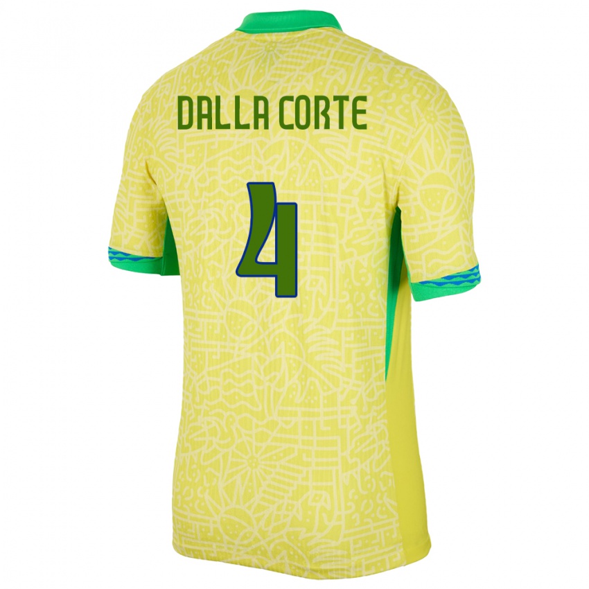 Herren Brasilien Joao Dalla Corte #4 Gelb Heimtrikot Trikot 24-26 T-Shirt