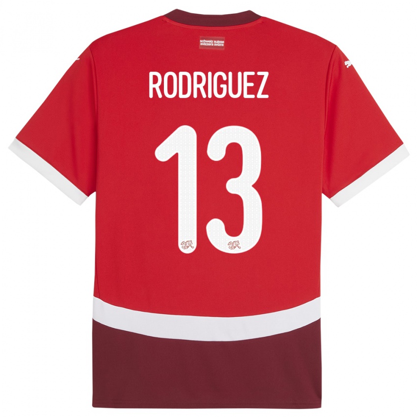 Herren Schweiz Ricardo Rodriguez #13 Rot Heimtrikot Trikot 24-26 T-Shirt