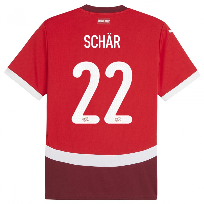 Herren Schweiz Fabian Schar #22 Rot Heimtrikot Trikot 24-26 T-Shirt