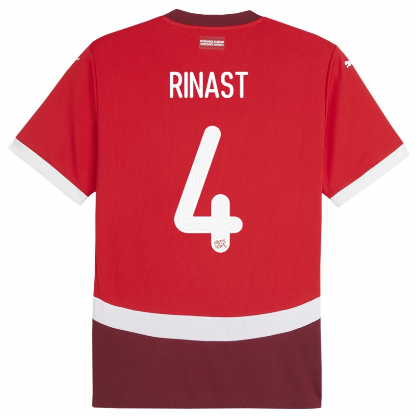 Herren Schweiz Rachel Rinast #4 Rot Heimtrikot Trikot 24-26 T-Shirt