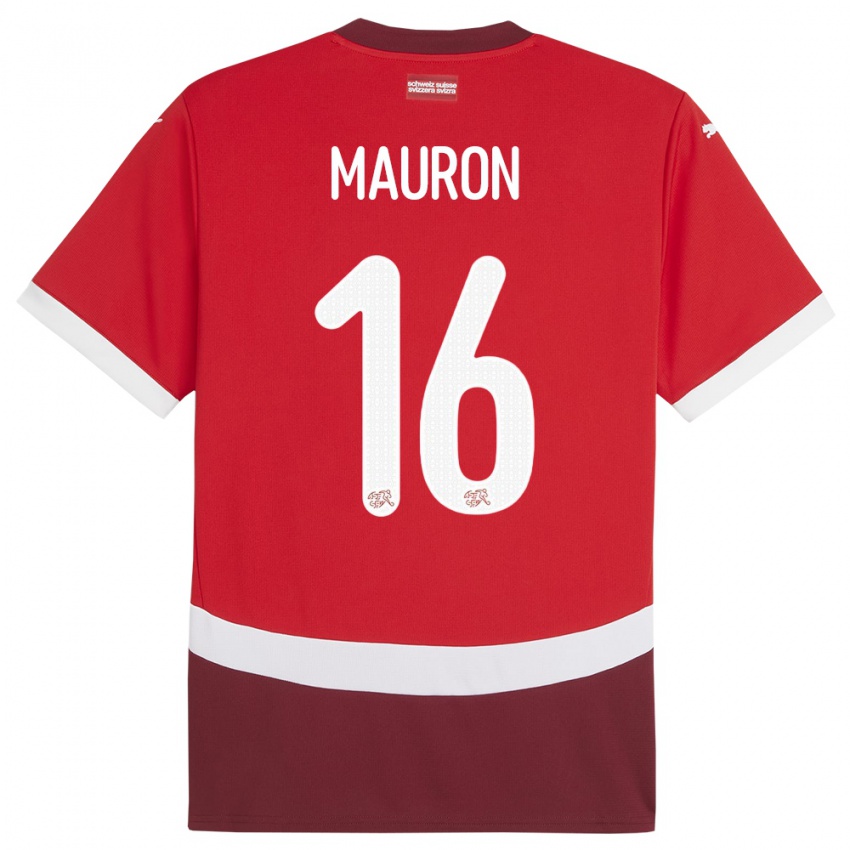 Herren Schweiz Sandrine Mauron #16 Rot Heimtrikot Trikot 24-26 T-Shirt