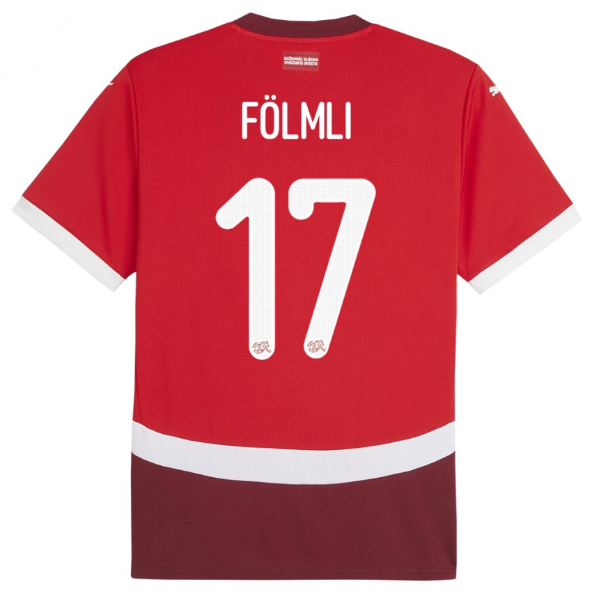 Herren Schweiz Svenja Folmli #17 Rot Heimtrikot Trikot 24-26 T-Shirt