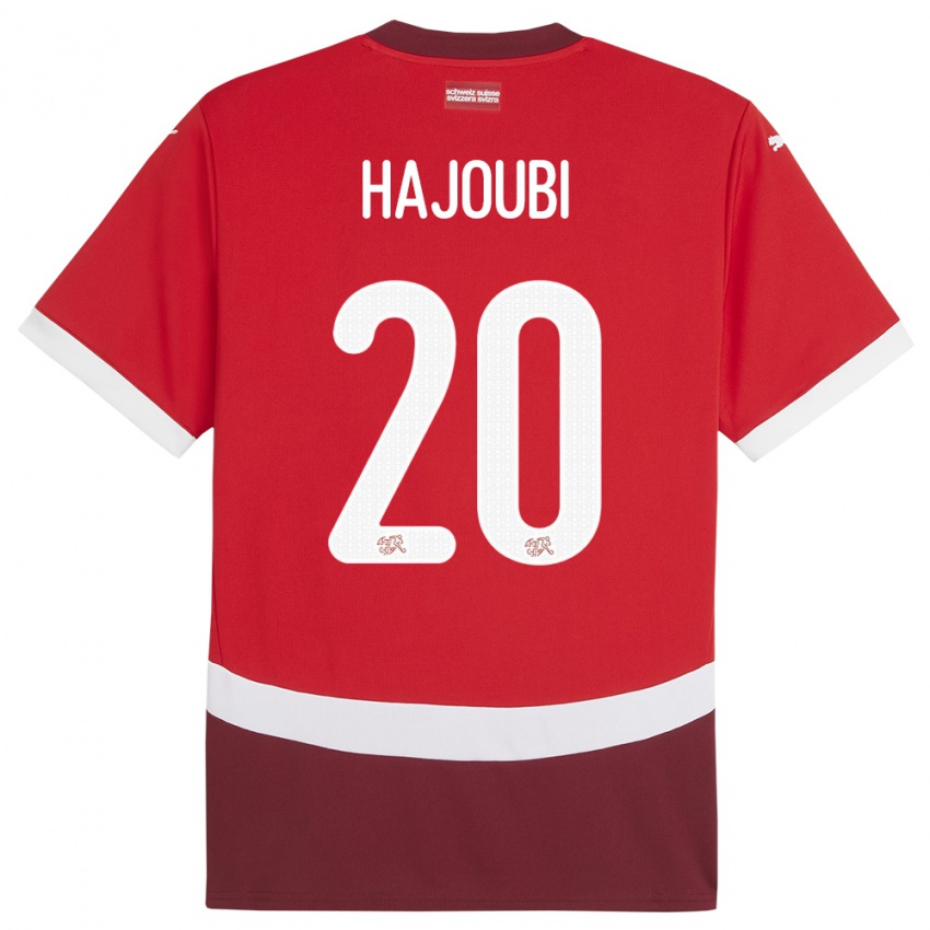 Herren Schweiz Amin Hajoubi #20 Rot Heimtrikot Trikot 24-26 T-Shirt