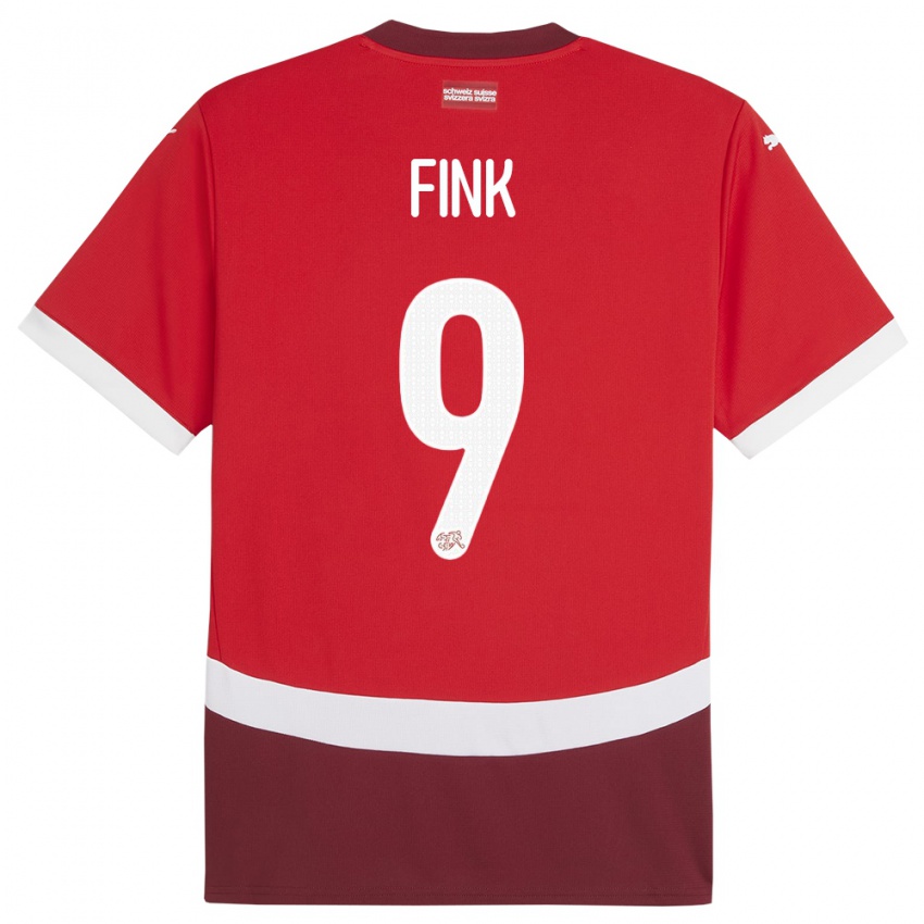 Herren Schweiz Bradley Fink #9 Rot Heimtrikot Trikot 24-26 T-Shirt
