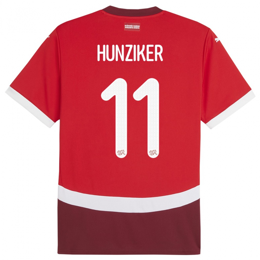 Herren Schweiz Andrin Hunziker #11 Rot Heimtrikot Trikot 24-26 T-Shirt