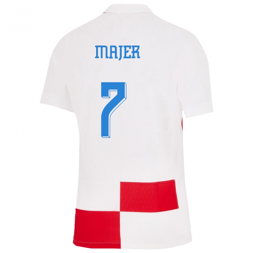 Herren Kroatien Lovro Majer #7 Weiß Rot Heimtrikot Trikot 24-26 T-Shirt
