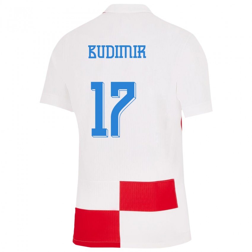 Herren Kroatien Ante Budimir #17 Weiß Rot Heimtrikot Trikot 24-26 T-Shirt