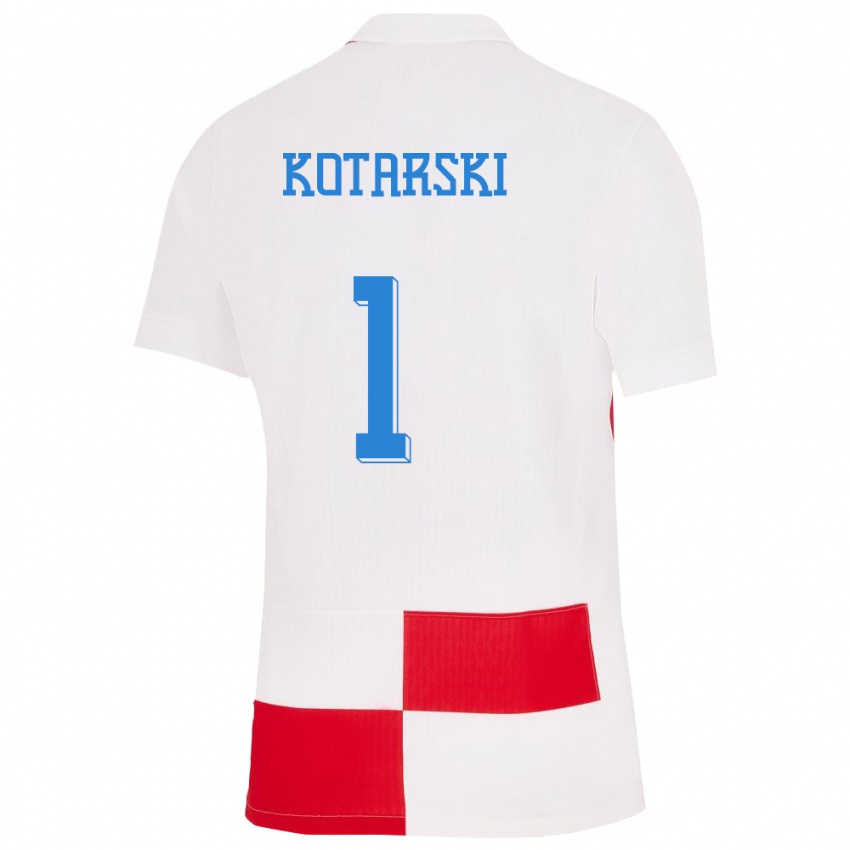 Herren Kroatien Dominik Kotarski #1 Weiß Rot Heimtrikot Trikot 24-26 T-Shirt