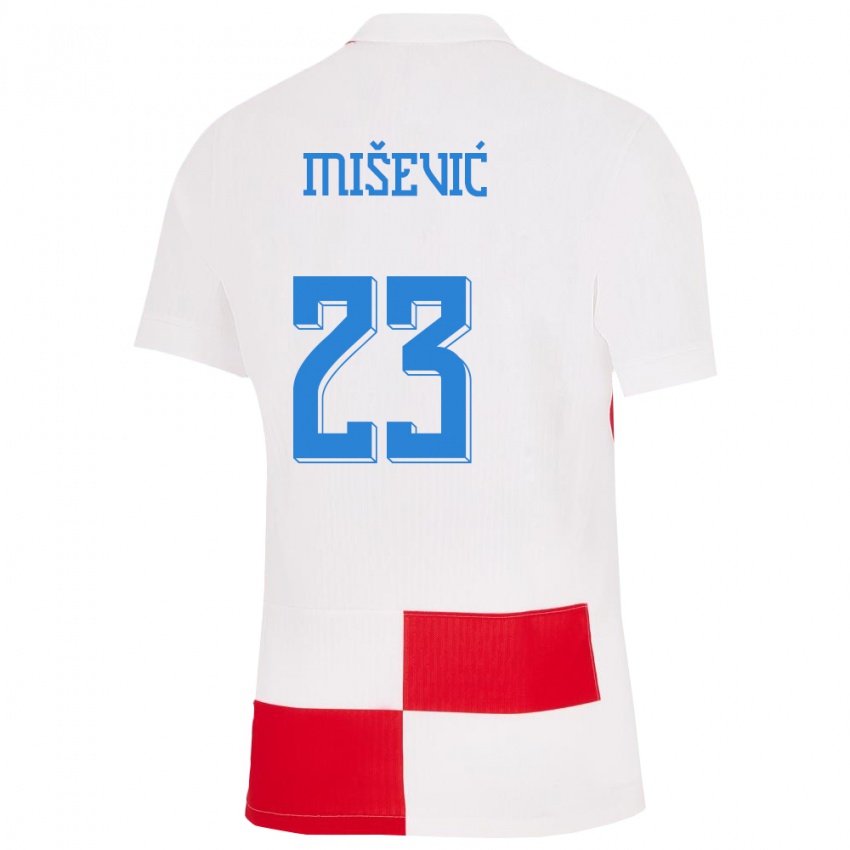 Herren Kroatien Luigi Misevic #23 Weiß Rot Heimtrikot Trikot 24-26 T-Shirt