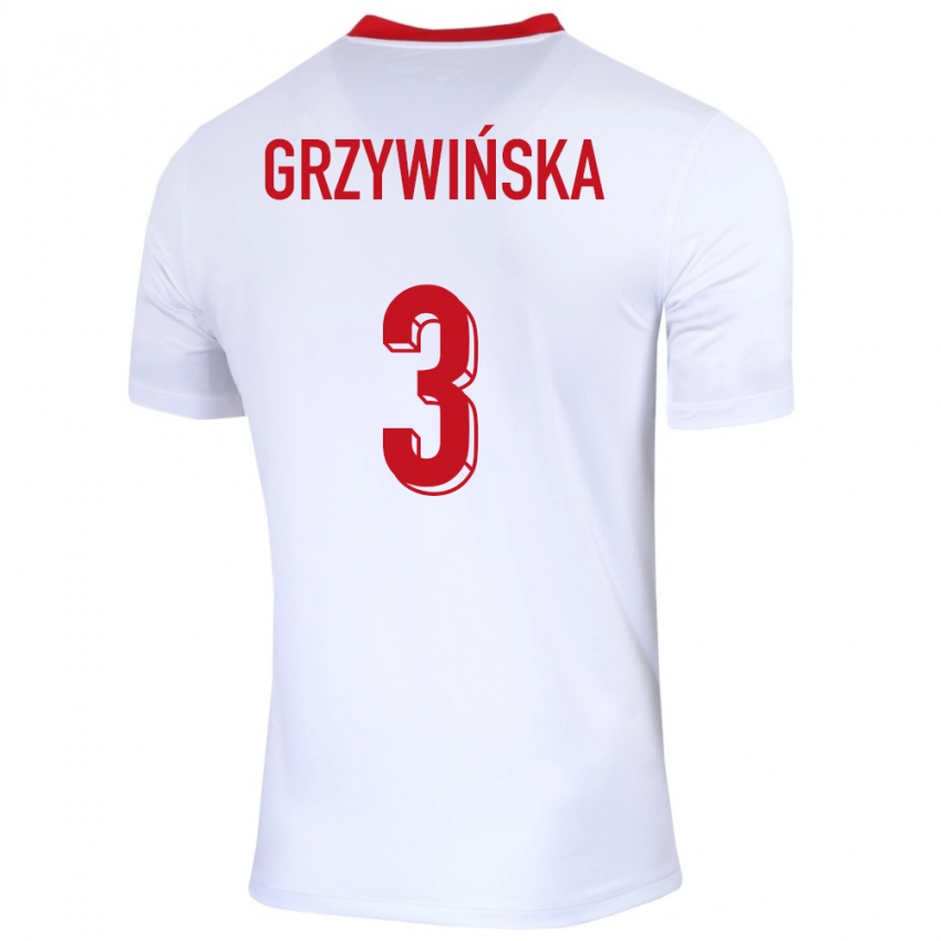 Herren Polen Gabriela Grzywinska #3 Weiß Heimtrikot Trikot 24-26 T-Shirt