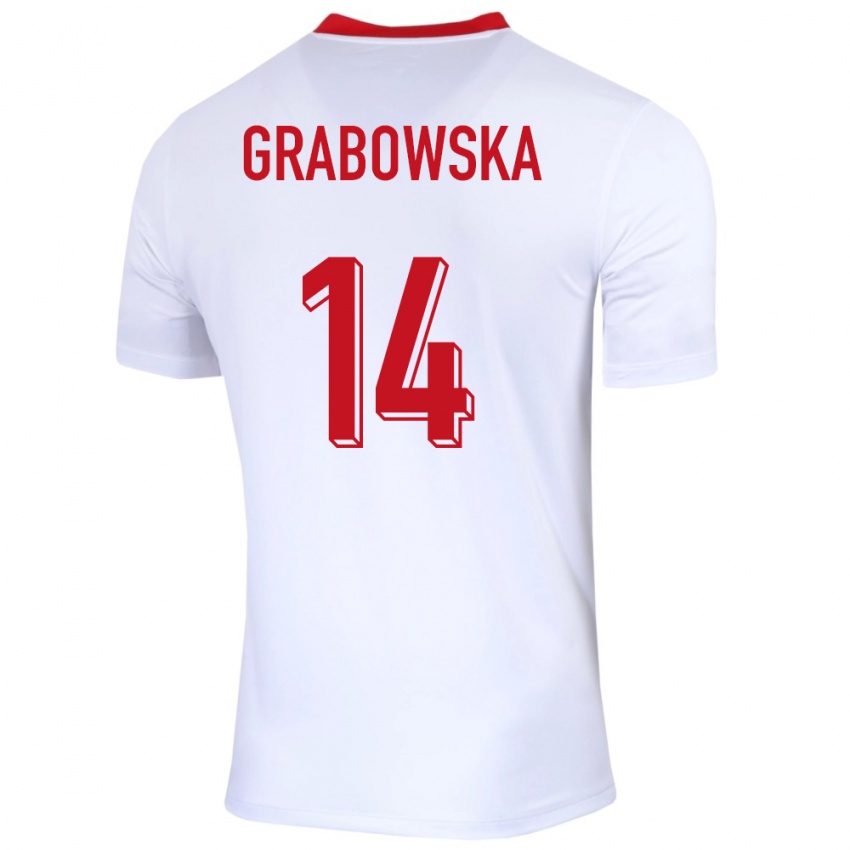 Herren Polen Dominika Grabowska #14 Weiß Heimtrikot Trikot 24-26 T-Shirt
