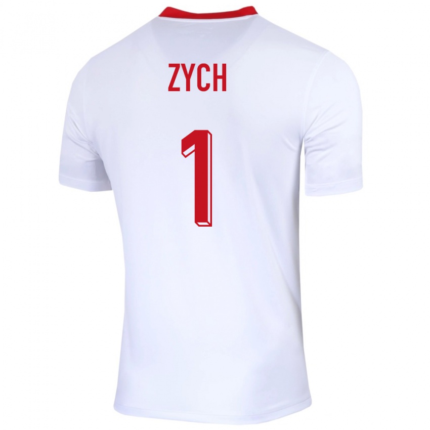 Herren Polen Oliwier Zych #1 Weiß Heimtrikot Trikot 24-26 T-Shirt