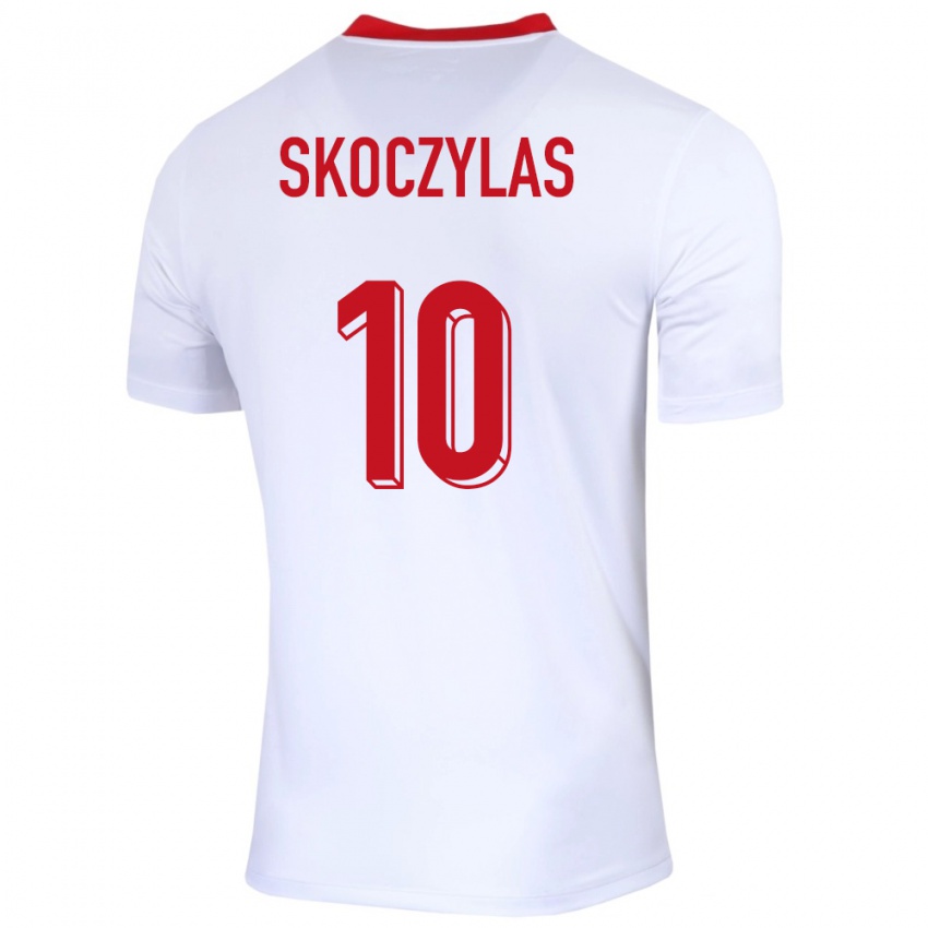 Herren Polen Mateusz Skoczylas #10 Weiß Heimtrikot Trikot 24-26 T-Shirt