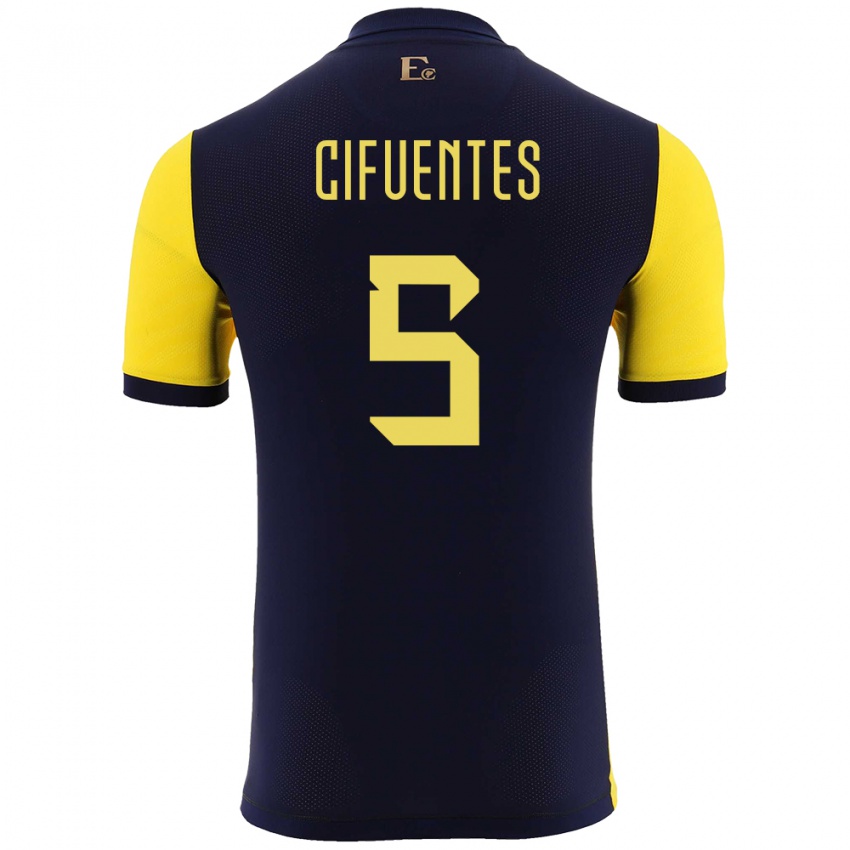 Herren Ecuador Jose Cifuentes #5 Gelb Heimtrikot Trikot 24-26 T-Shirt