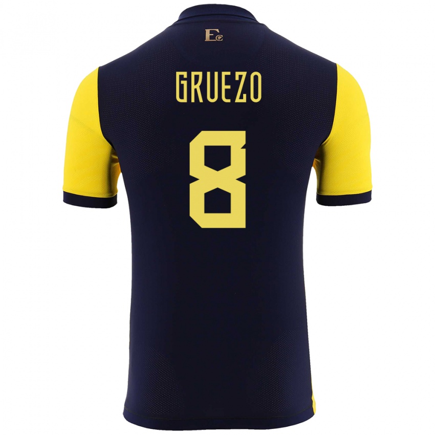 Herren Ecuador Carlos Gruezo #8 Gelb Heimtrikot Trikot 24-26 T-Shirt