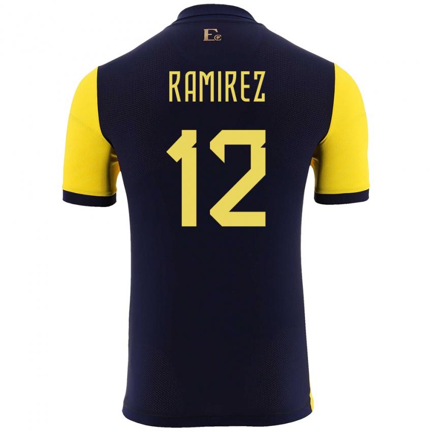 Herren Ecuador Moises Ramirez #12 Gelb Heimtrikot Trikot 24-26 T-Shirt