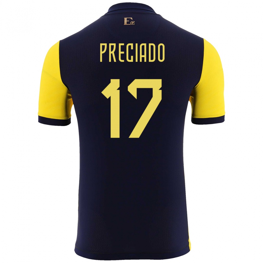 Herren Ecuador Angelo Preciado #17 Gelb Heimtrikot Trikot 24-26 T-Shirt