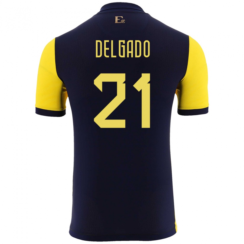 Herren Ecuador Patrickson Delgado #21 Gelb Heimtrikot Trikot 24-26 T-Shirt