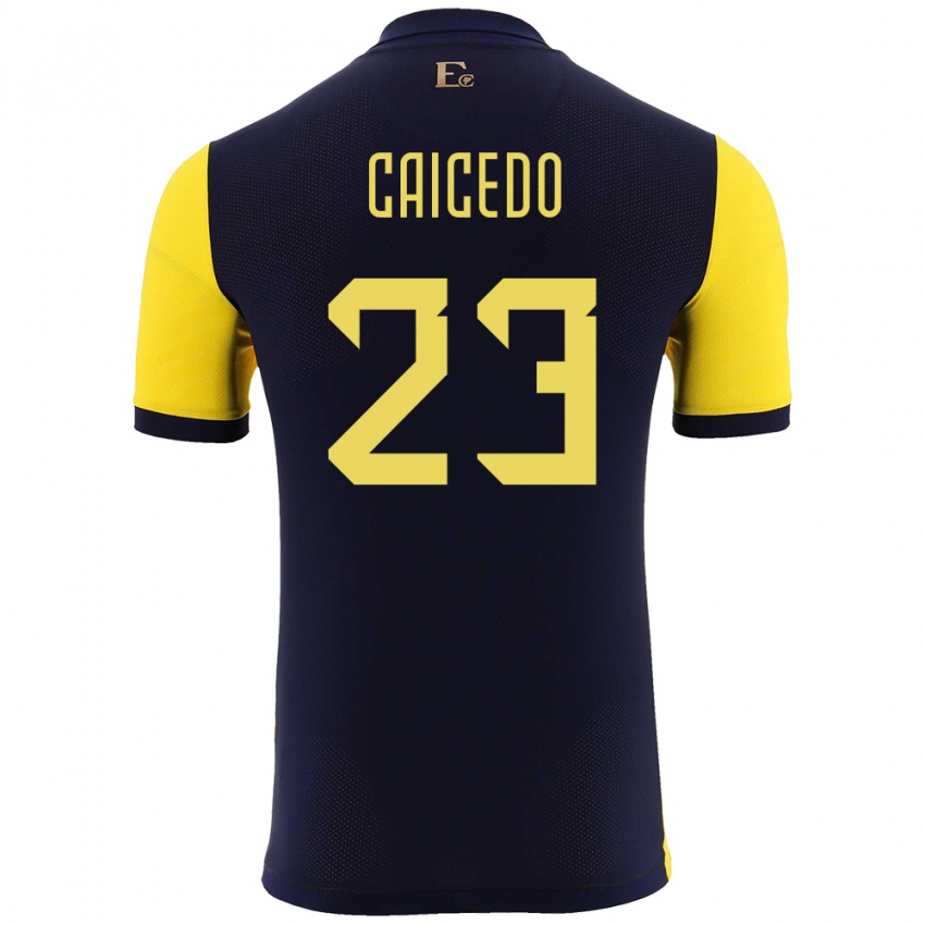 Herren Ecuador Moises Caicedo #23 Gelb Heimtrikot Trikot 24-26 T-Shirt