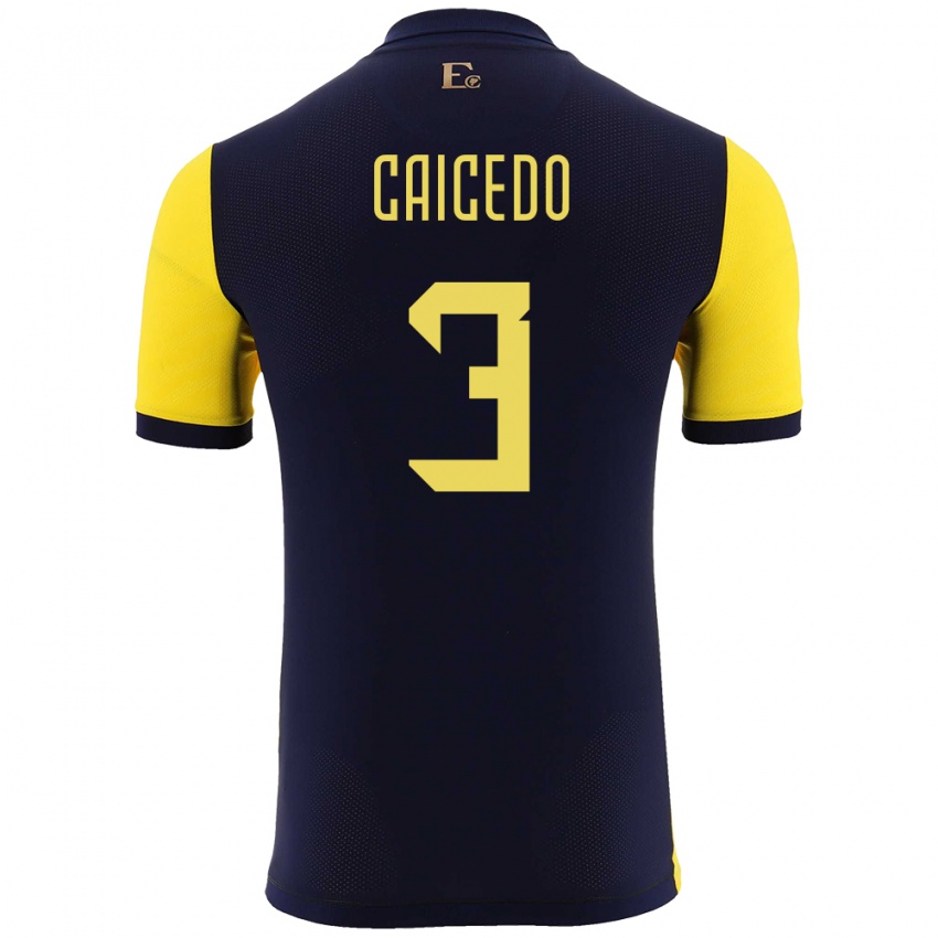 Herren Ecuador Jessy Caicedo #3 Gelb Heimtrikot Trikot 24-26 T-Shirt