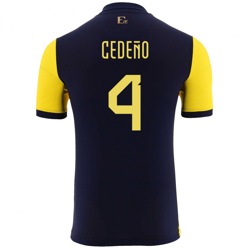 Herren Ecuador Stefany Cedeno #4 Gelb Heimtrikot Trikot 24-26 T-Shirt