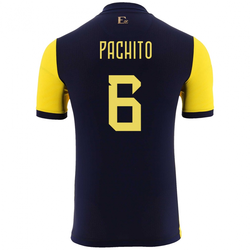 Herren Ecuador Angelica Pachito #6 Gelb Heimtrikot Trikot 24-26 T-Shirt