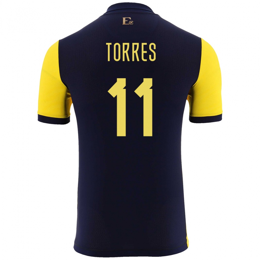 Herren Ecuador Ambar Torres #11 Gelb Heimtrikot Trikot 24-26 T-Shirt