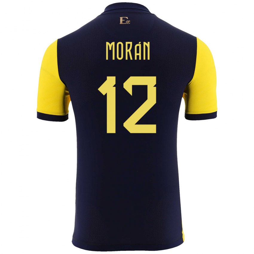 Herren Ecuador Andrea Moran #12 Gelb Heimtrikot Trikot 24-26 T-Shirt