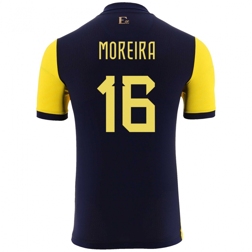 Herren Ecuador Ligia Moreira #16 Gelb Heimtrikot Trikot 24-26 T-Shirt