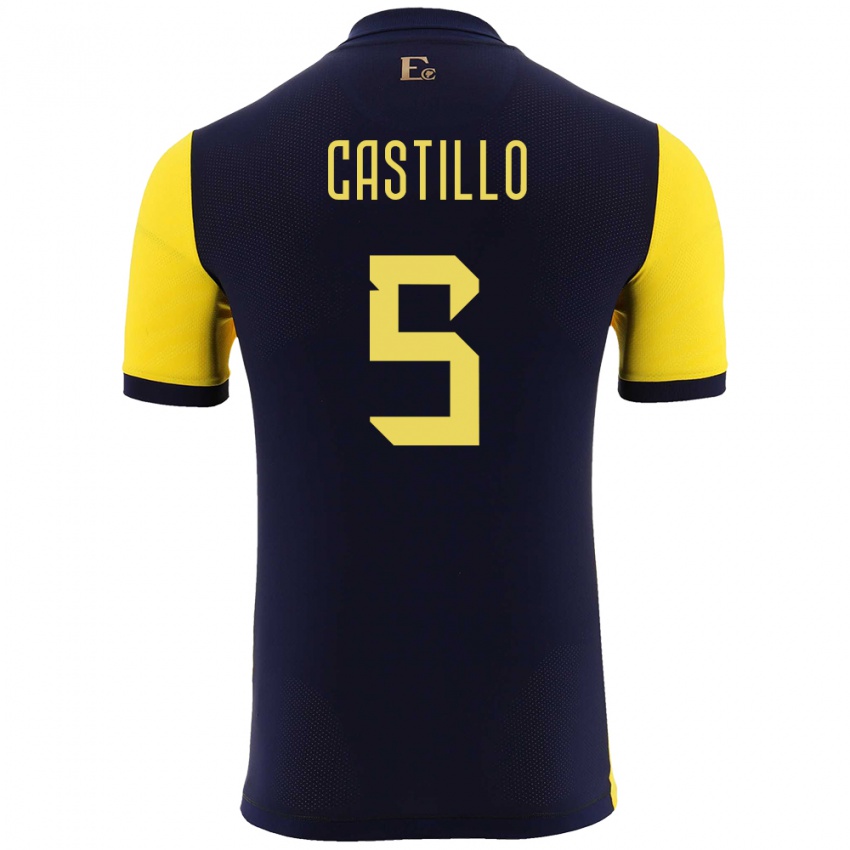 Herren Ecuador Denil Castillo #5 Gelb Heimtrikot Trikot 24-26 T-Shirt