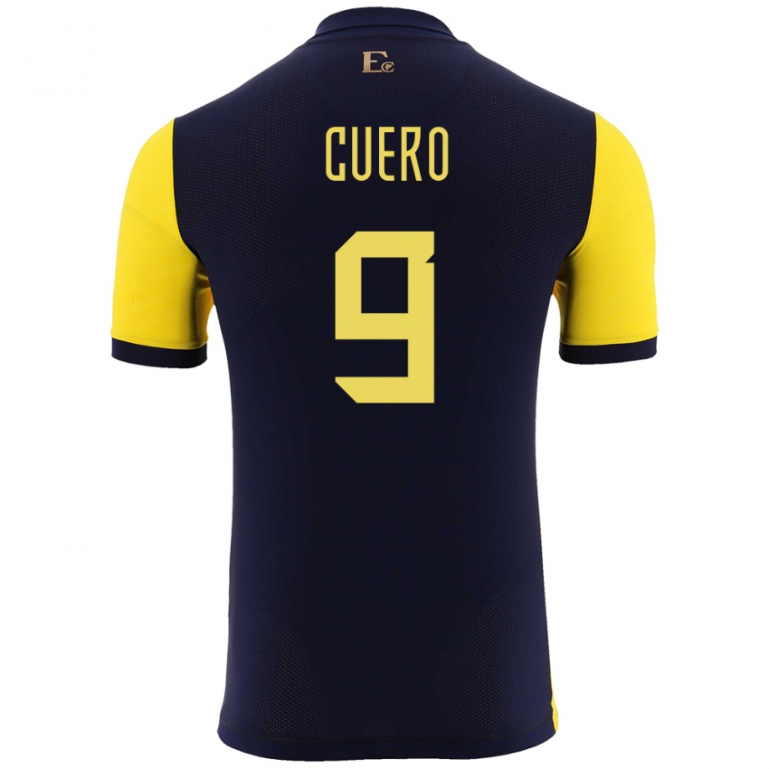 Herren Ecuador Justin Cuero #9 Gelb Heimtrikot Trikot 24-26 T-Shirt