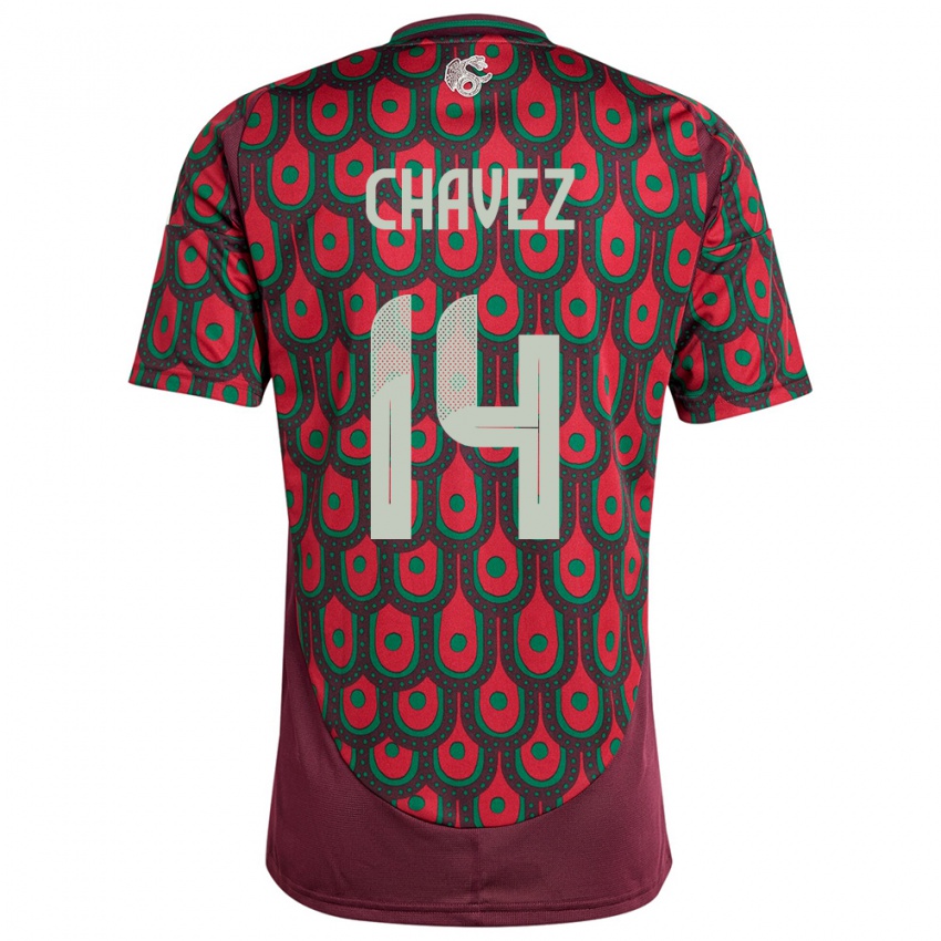 Herren Mexiko Luis Chavez #14 Kastanienbraun Heimtrikot Trikot 24-26 T-Shirt