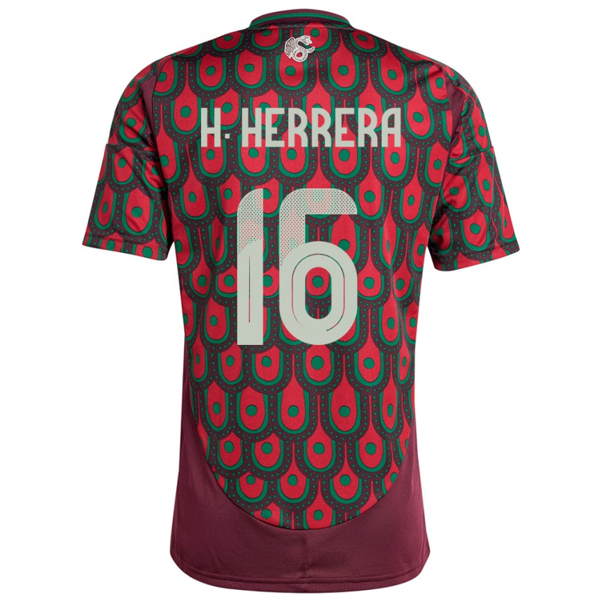 Herren Mexiko Hector Herrera #16 Kastanienbraun Heimtrikot Trikot 24-26 T-Shirt