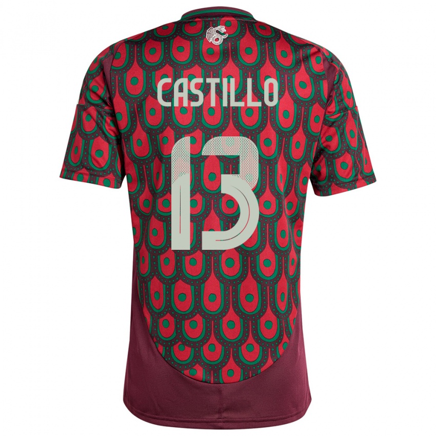 Herren Mexiko Jose Castillo #13 Kastanienbraun Heimtrikot Trikot 24-26 T-Shirt