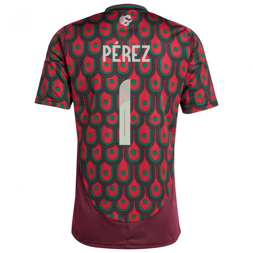 Herren Mexiko Emiliano Perez #1 Kastanienbraun Heimtrikot Trikot 24-26 T-Shirt
