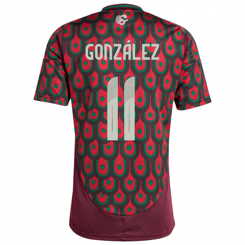 Herren Mexiko Bryan Gonzalez #11 Kastanienbraun Heimtrikot Trikot 24-26 T-Shirt