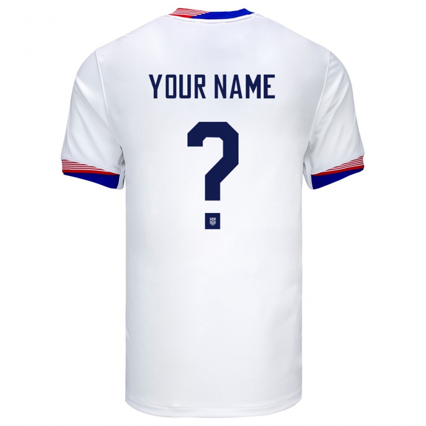 Herren Vereinigte Staaten Ihren Namen #0 Weiß Heimtrikot Trikot 24-26 T-Shirt