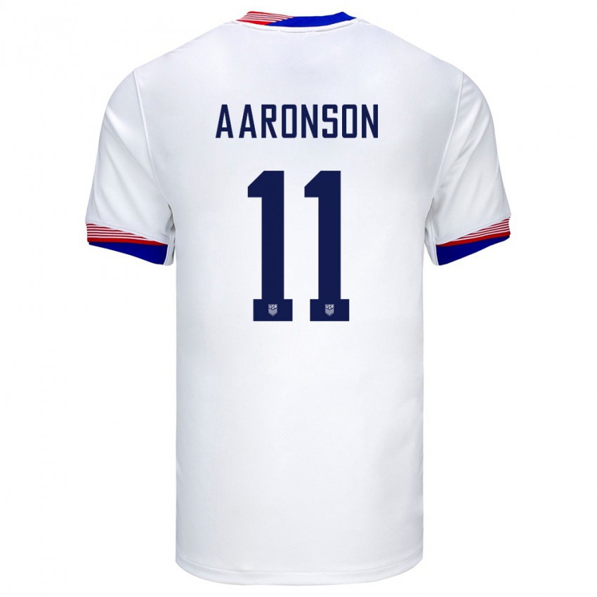 Herren Vereinigte Staaten Brenden Aaronson #11 Weiß Heimtrikot Trikot 24-26 T-Shirt